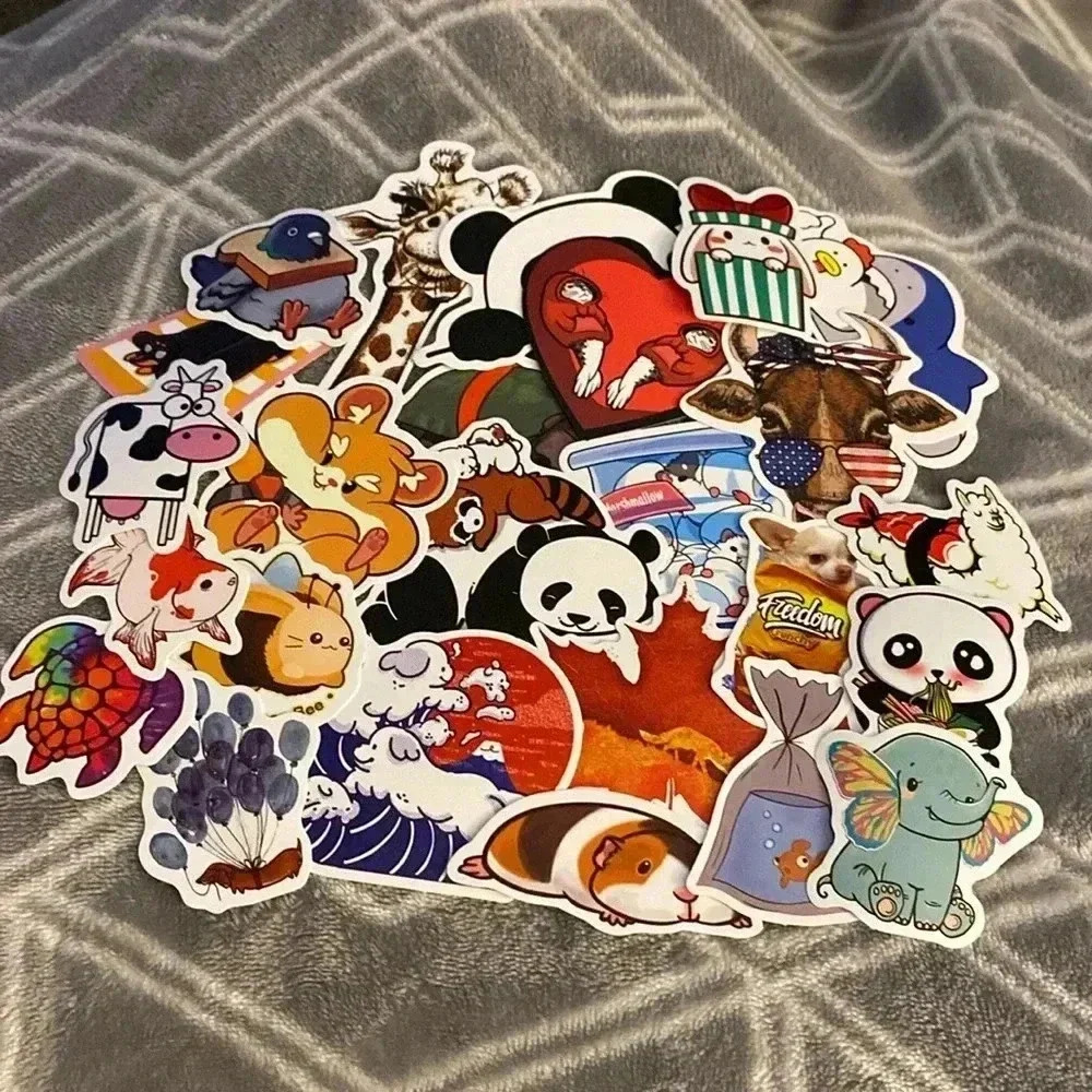 💚  2/$15 pack of 25 Variety Trendy Aesthetic 2-4 Inch Cartoon Animal Stickers